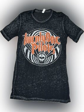 Twenty One Pilots Black Burnout Logo Skull T-Shirt